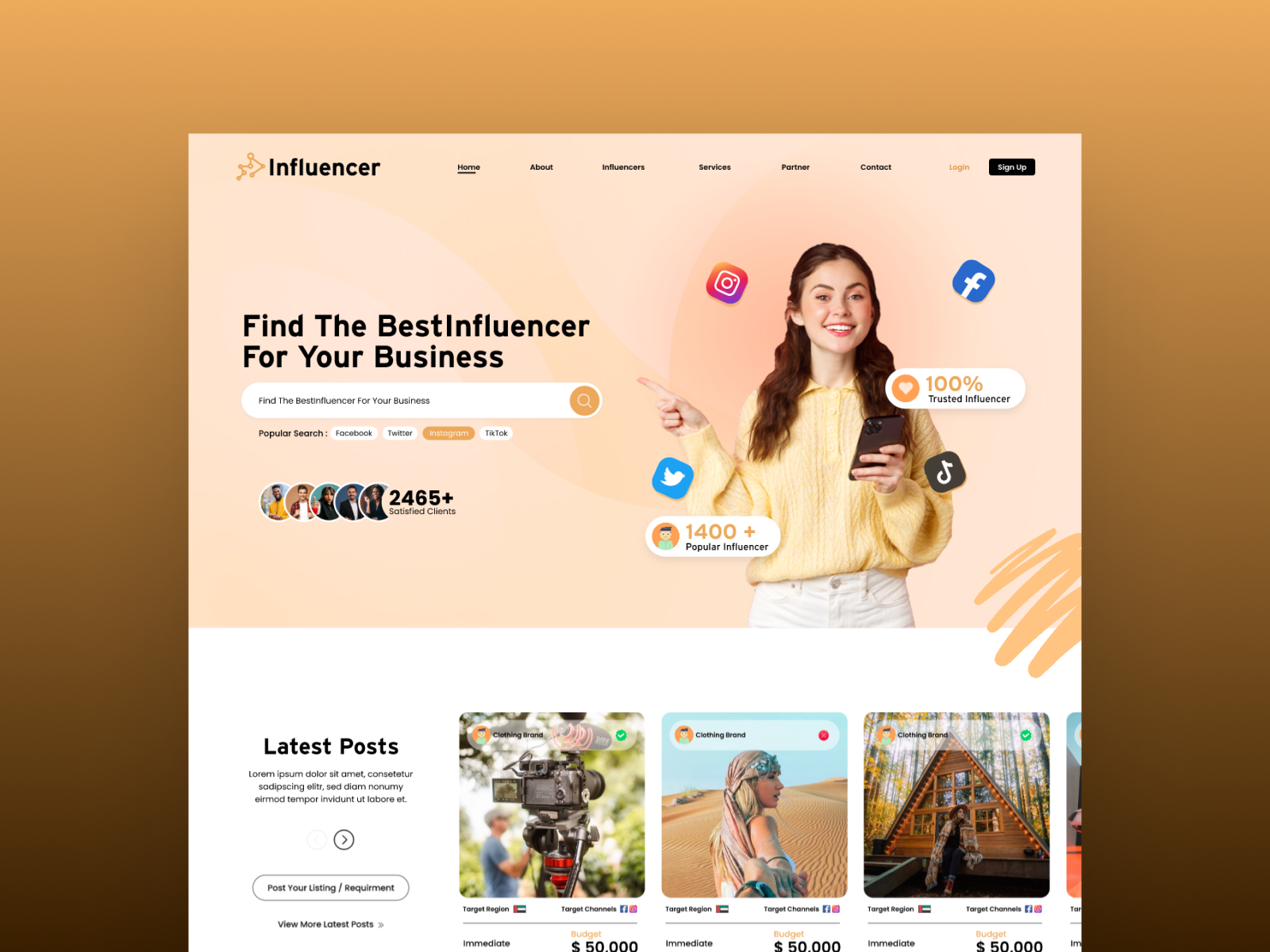 Influencer Marketing Platform Website UI project preview